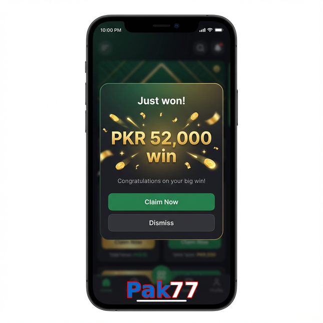 Main screen of Pak77 win page for PK players